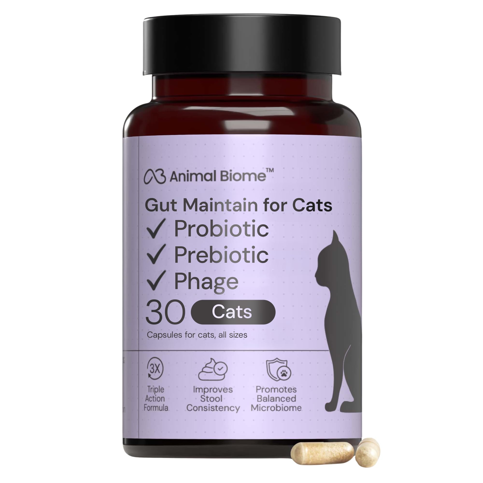 Animal Biome Cat Pre and Probiotic, S Boulardii, Gut Maintain, 30 Capsules