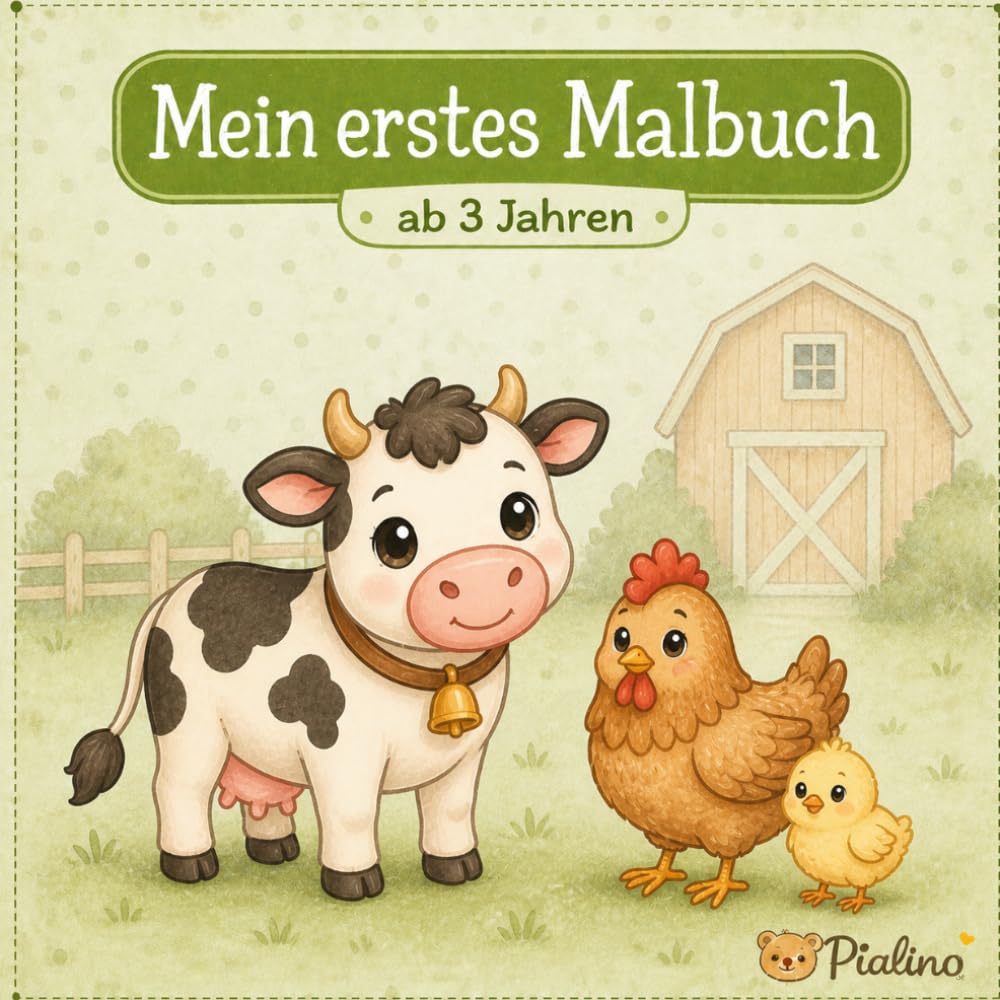 Mein erstes Malbuch – Bauernhof für Kinder ab 3 Jahren:: Große einfache Motive | Perfekt für kleine Kinder | Fördert Kreativität & Feinmotorik (Pialinos Malspaß)