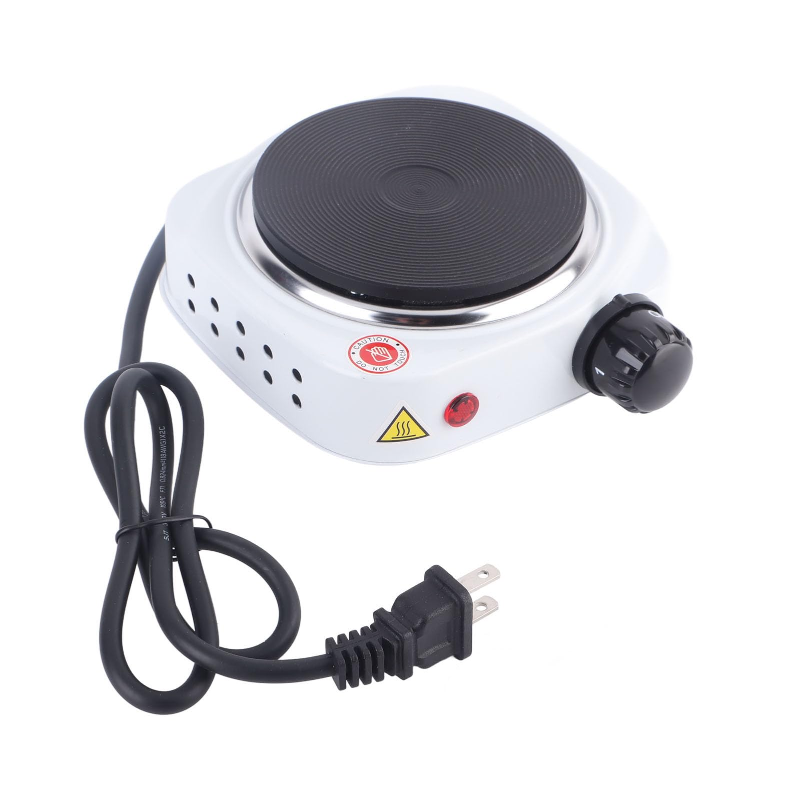 Electric Stove Portable Electric Mini Stove Hot Plate Multifunctional Home Heater with Indicator Light and Non-Slip Rubber Feet 500W White(US Plug 110V)