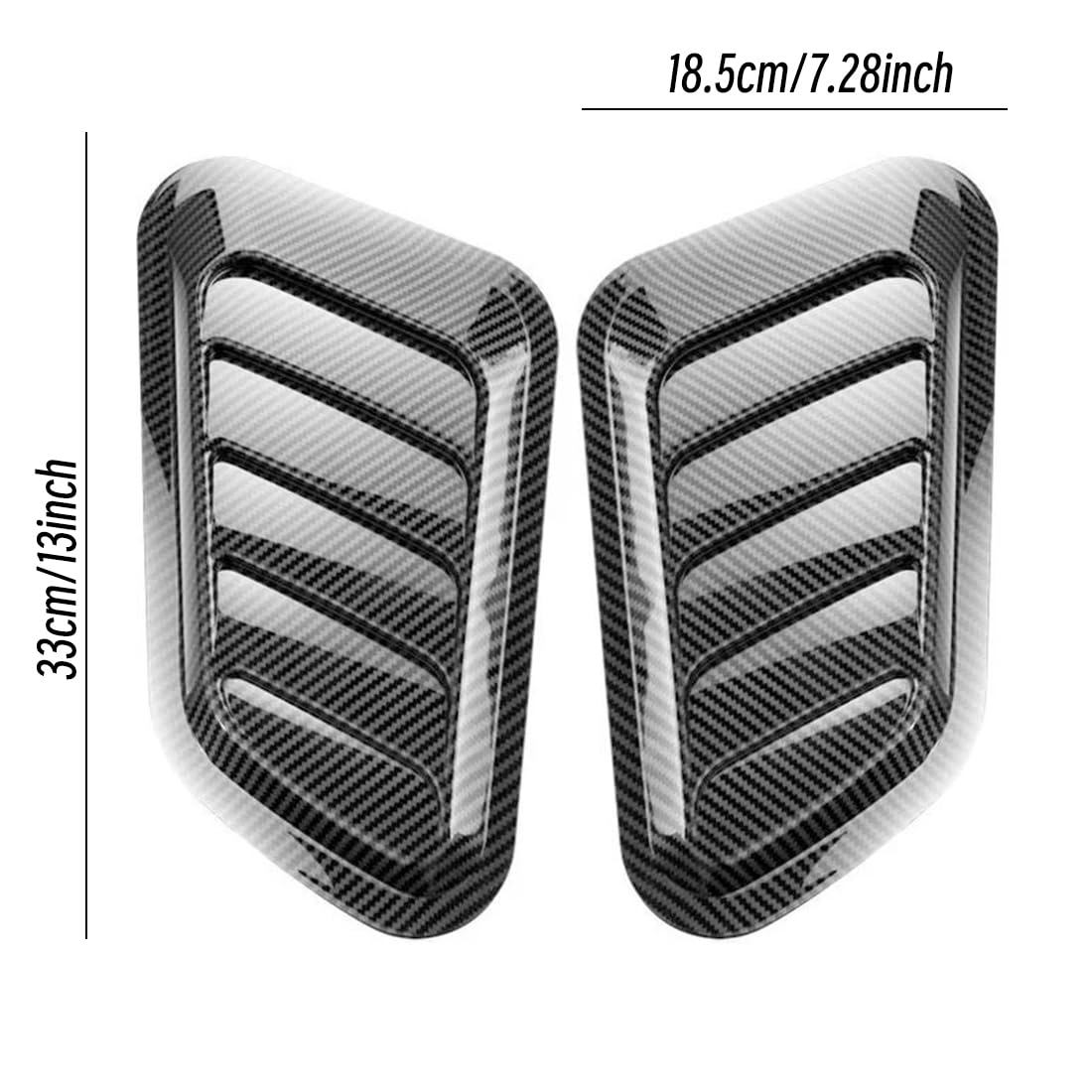Presa d'Aria Decorativa per Cofano Auto (2 Pezzi) - Universale, Effetto Fibra di Carbonio Lucido, Accessorio Adesivo per Carrozzeria, Spoiler per Tetto, Parafango, Stile Sportivo Tuning