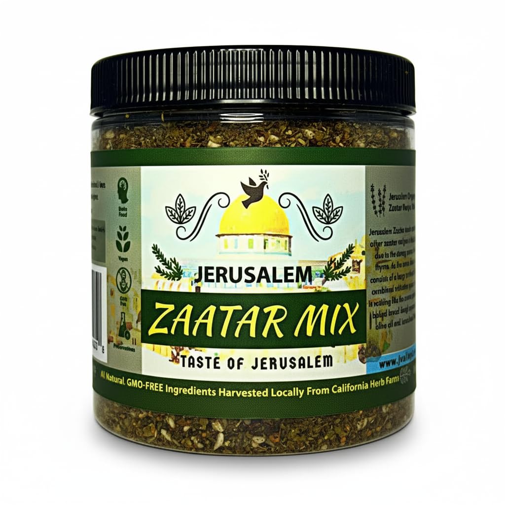 Jerusalem Zaatar Spice Mix Jar by Julian’s Valleys | Made with Natural Herbs and Pure Sumac | 4OZ | Zataar seasoning Jar| No Preservatives/No Citric Acid - (Za'atar/zatar/zahtar/zahatar)