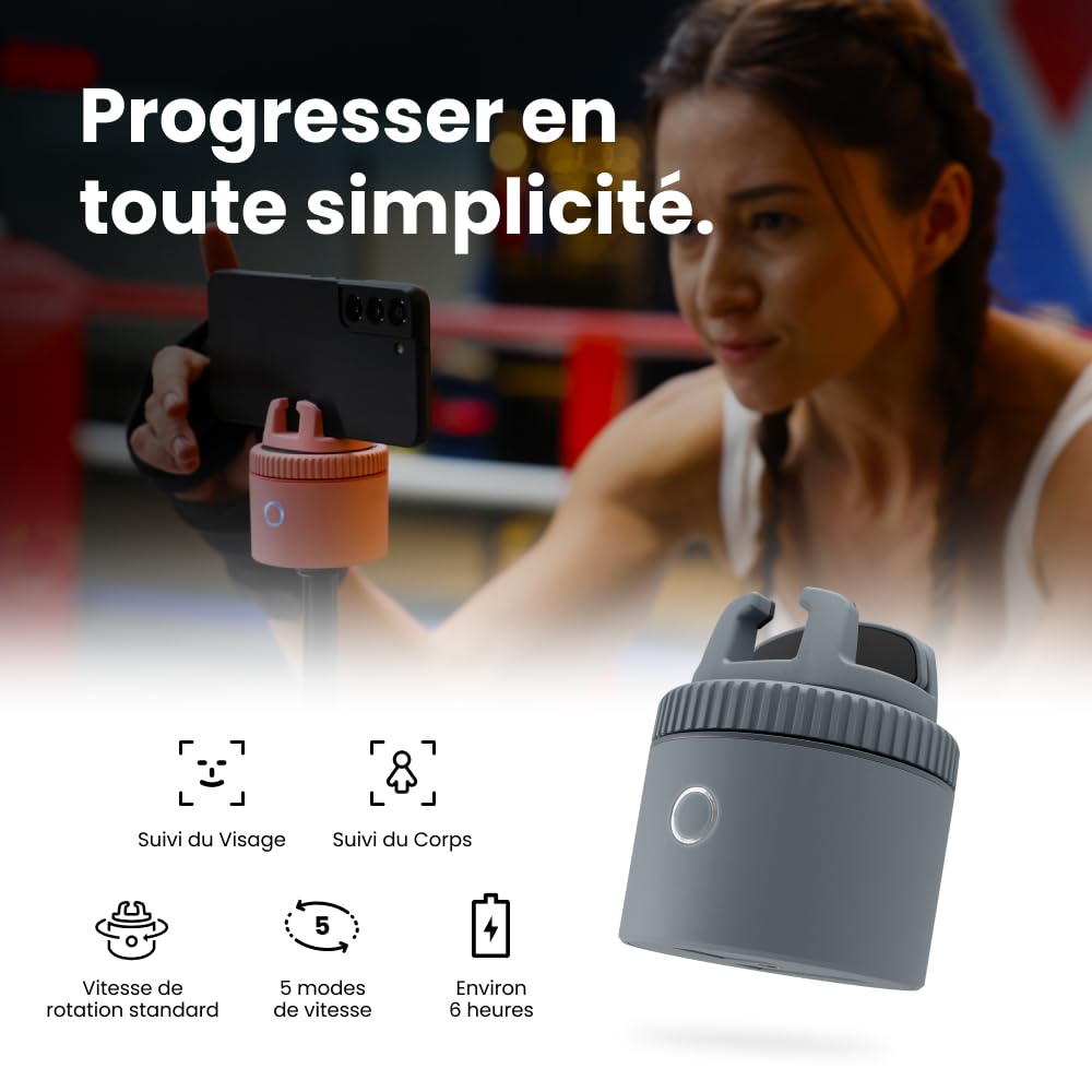 Pivo Pod Lite Et Support Pour Smartphone Avec Capteur Automatique De Suivi Des Mouvements Pour Créer Du Contenu Mains Libres Rotation 360° Enregistrement Vidéo Support Mobile - Rose