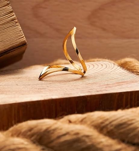 Miniatura 6 de Diseño original chapado en oro de 18 quilates joyería de acero inoxidable nuevo en anillo abierto de color dorado cónico geométrico para mujeres