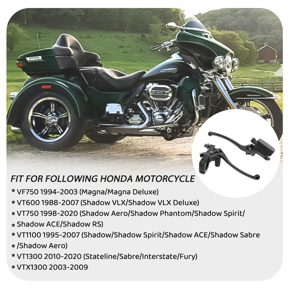 Palanca de embrague de Cilindro maestro Bomba de freno izquierdo y derecho para Honda VT600 VT750 VT1100 VT1300 VTX1300 VF750 (Negro)