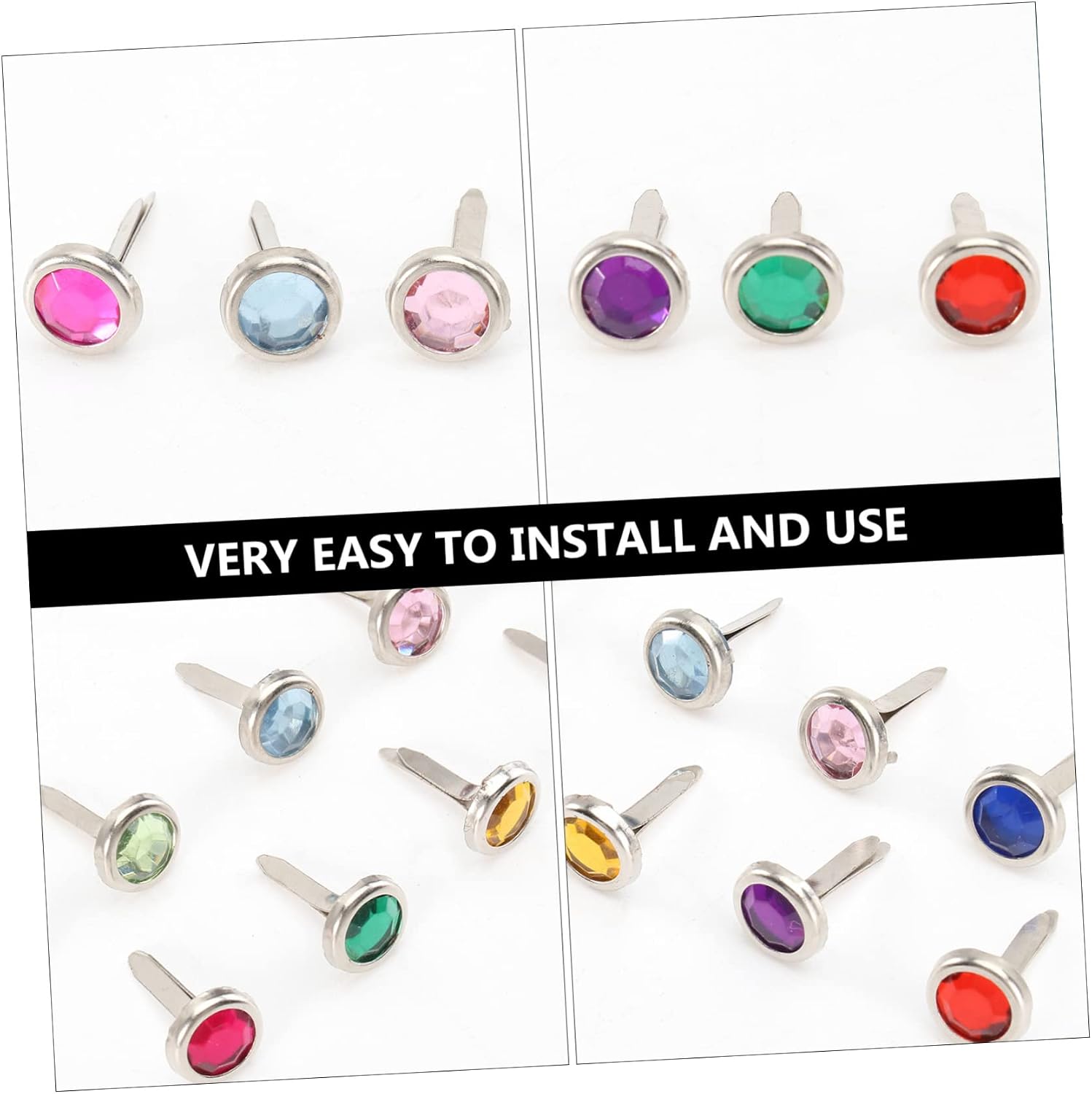 SEWACC 100pcs Mini Round Brads Random Colors Acrylic Fasteners for Scrapbooking Crafting and DIY Projects Easy to Install and Use