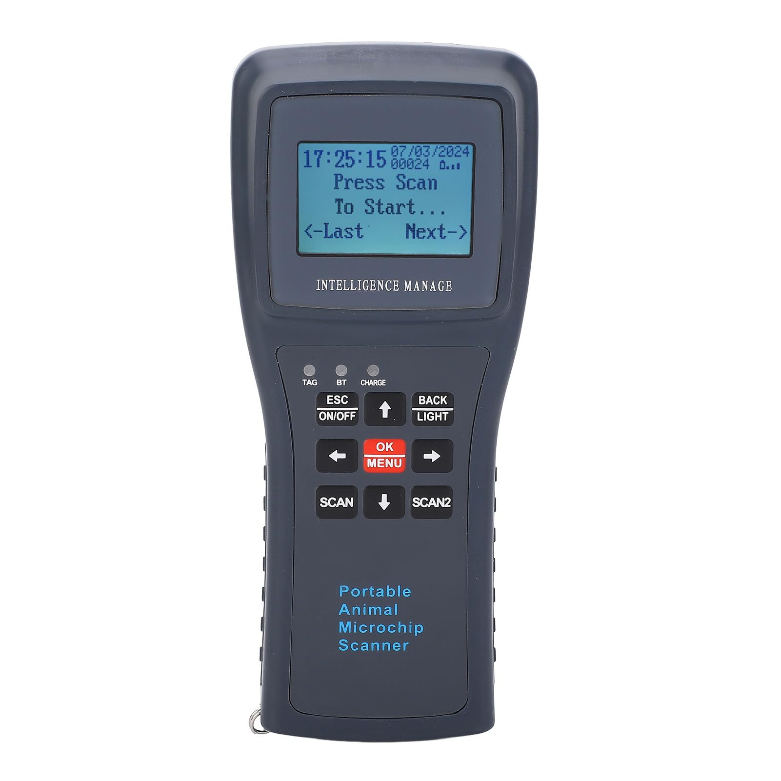 Lettore Microchip Portatile per Cani e Gatti Scanner ID Animale 60000 Record Compatible with ISO 11784/11785 Basso Frequenza Vet