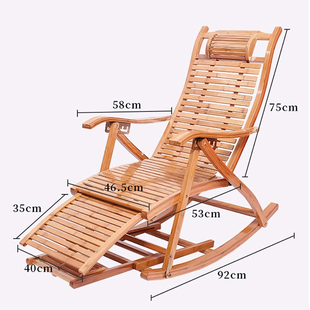 Sedia a Dondolo, Sedia a Dondolo in bambù, Sedia da Esterno, reclinabile, Solarium Relax per Giardino o terrazza nella Natura, Sedia a Dondolo, A3,A3