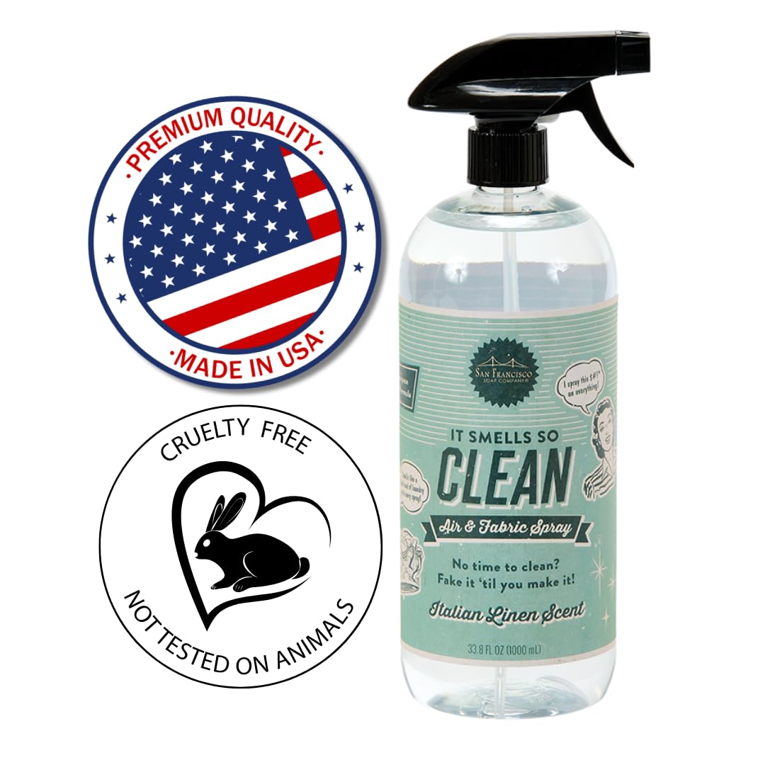 San Francisco Soap Company Smells So Clean Linen Spray | Italian Linen | 33.8 fl oz | Fresh Spray | Multi-Purpose and Dye Free
