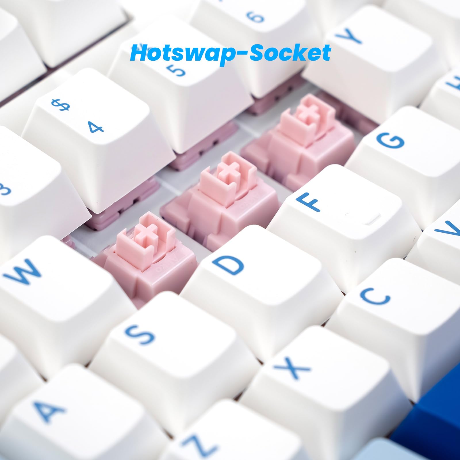 Akko 3108 V3 klawiatura mechaniczna, przewodowa USB typu C, 100% układ US, możliwość wymiany podczas pracy, oświetlenie RGB tylko w kolorze białym, z nasadkami na klawisze PBT Double-Shot (Glacier