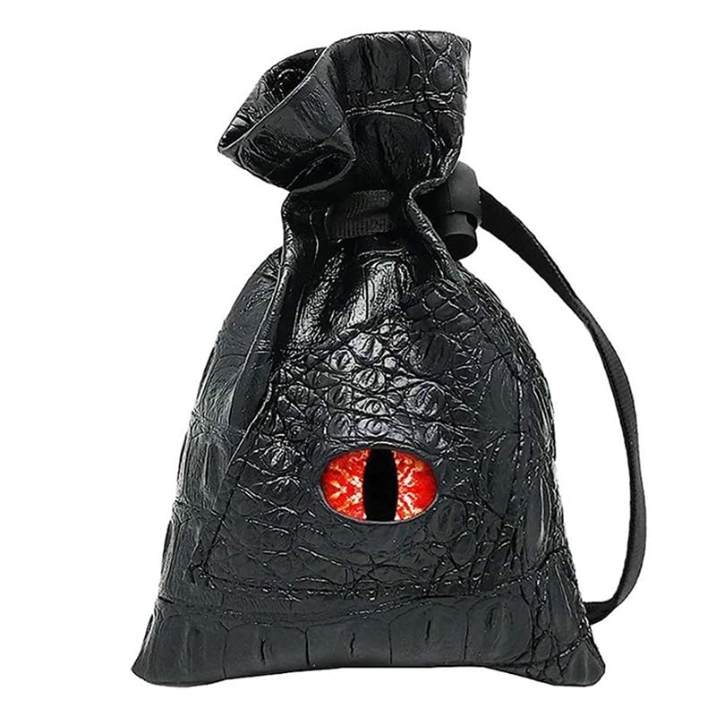 Bolsa de dados com cordão, couro PU, DND, bolsa de dados, tarôs, cartões oráculos, bolsa de armazenamento para presente, moedas, acessórios de joias - olho vermelho