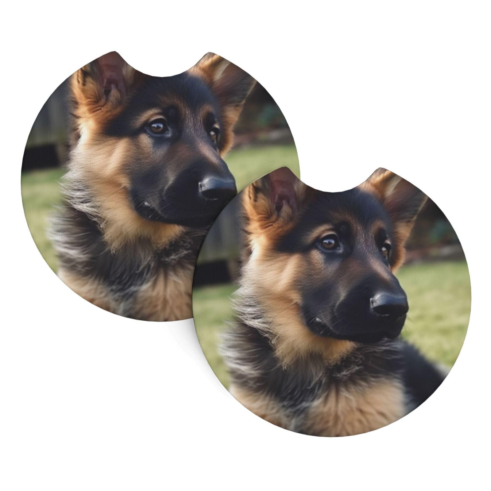 2 Pack Car Cup Holder Coasters 2.7 Inch Universal Anti-Slip Shockproof Car Cup Holder Insert German Shepherd Puppy Car Coasters Drink Coasters Cup Holder Coasters for Car Accessories