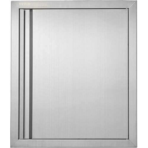 VEVOR BBQ Access Door, 18W x 21H Inch Single Outdoor Kitchen Door, Stainless Steel Flush Mount Door, Wall Vertical Door with Recessed Handle, for BBQ Island, Grilling Station, Outside Cabinet