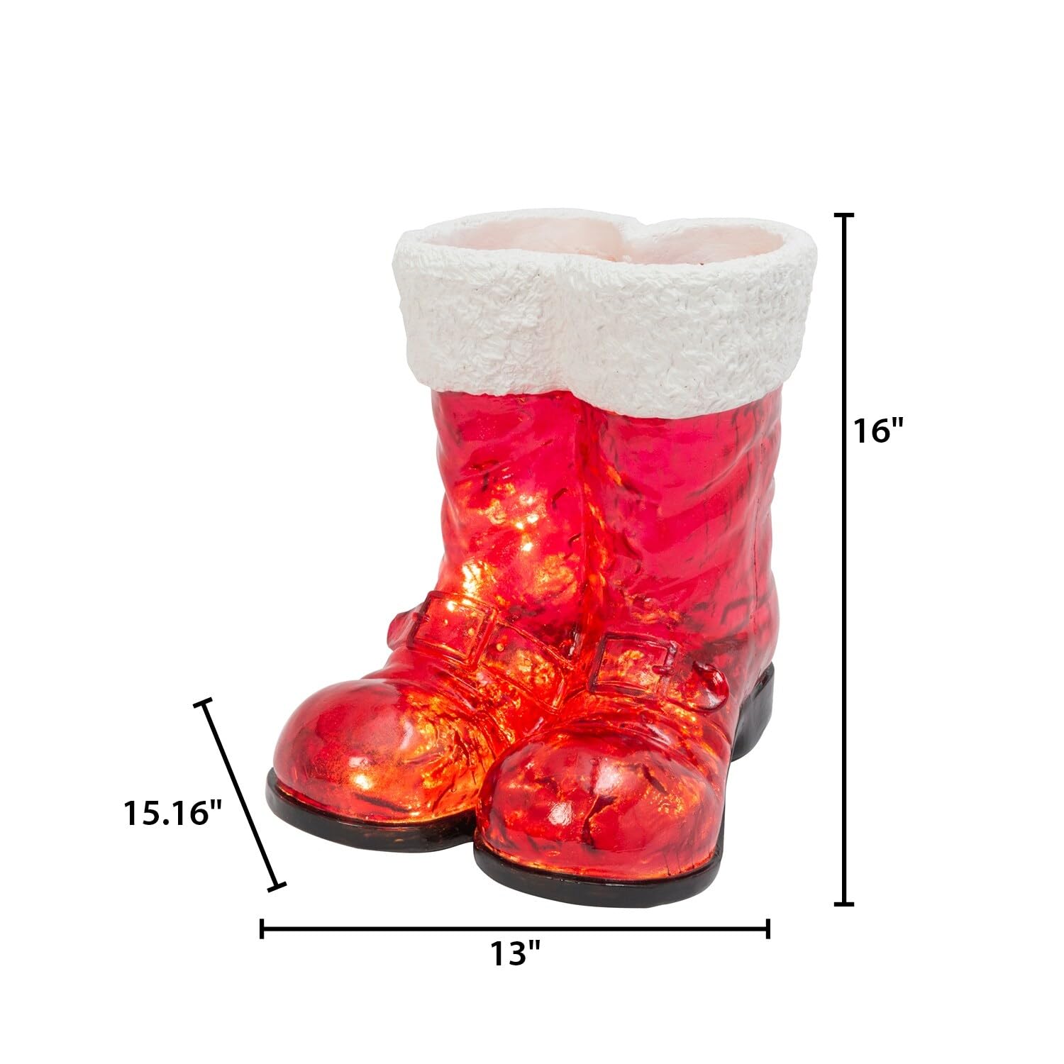 Amazon.com: 16.3 in Lighted Resin Holiday Santa Boots with Lights