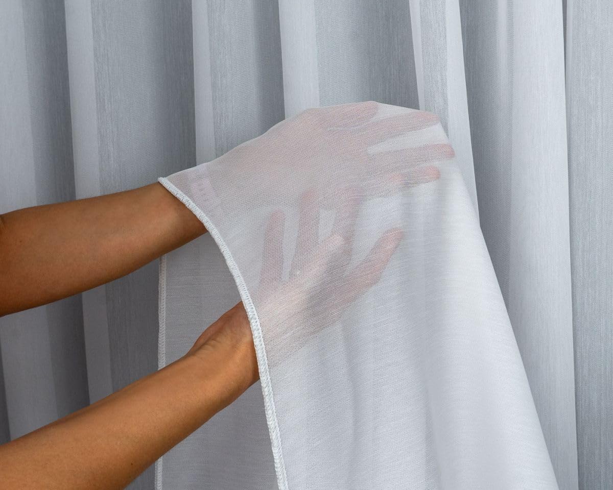 Tenda Bianca Moderna Bianca 500x280 cm (LxA) Liscia Pronta Con Fettuccia Arricciatenda Facile Cura Elegante Decorazione Finestra