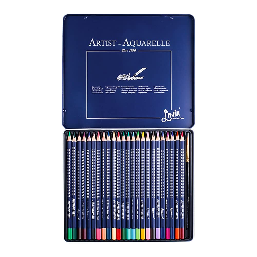 Amazon | 水性色鉛筆 24色 水性ペン 水彩 色鉛筆 24色 絵の具 画材