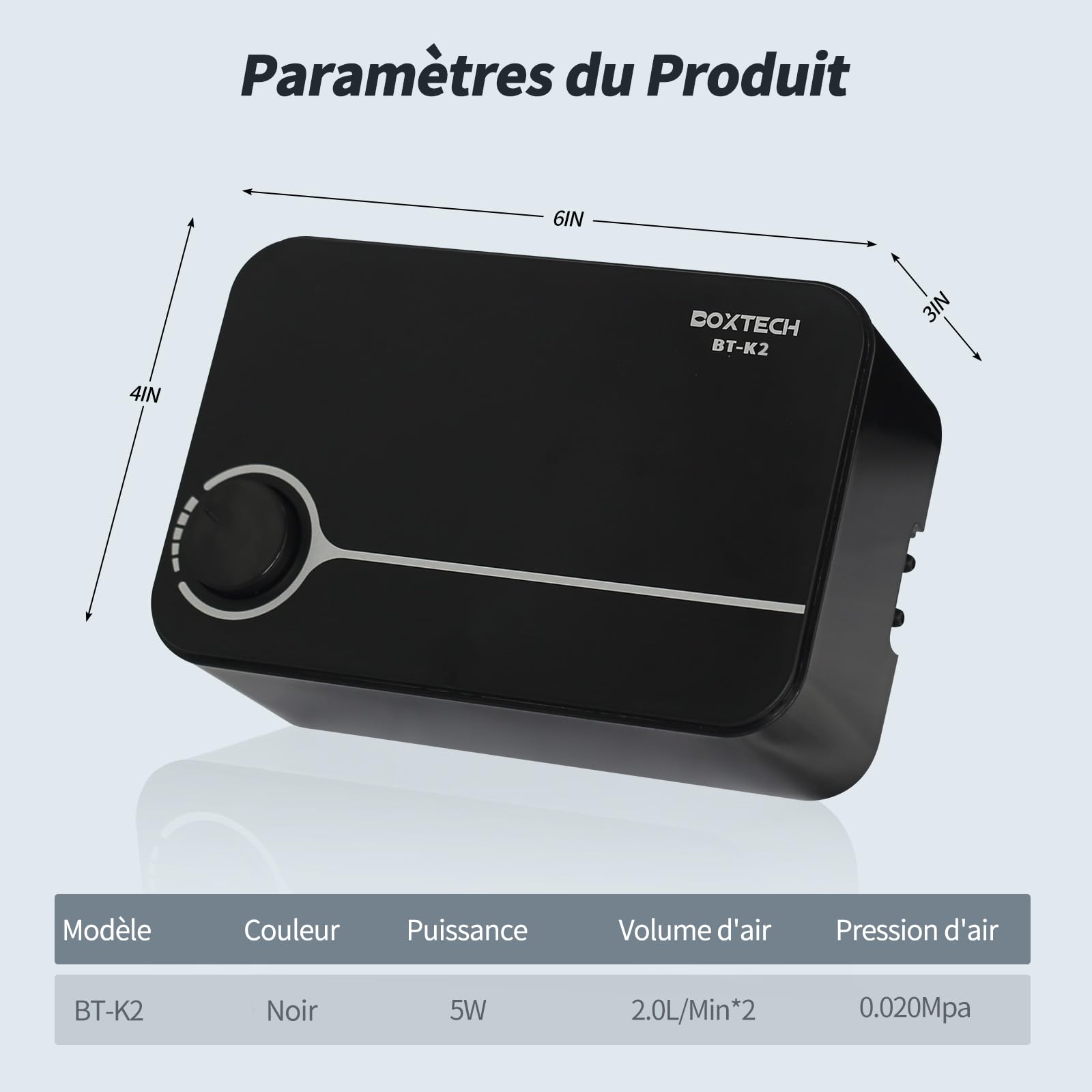 Boxtech Pompe à air Ultra silencieuse pour Aquarium, Faible Vibration, Oxygène