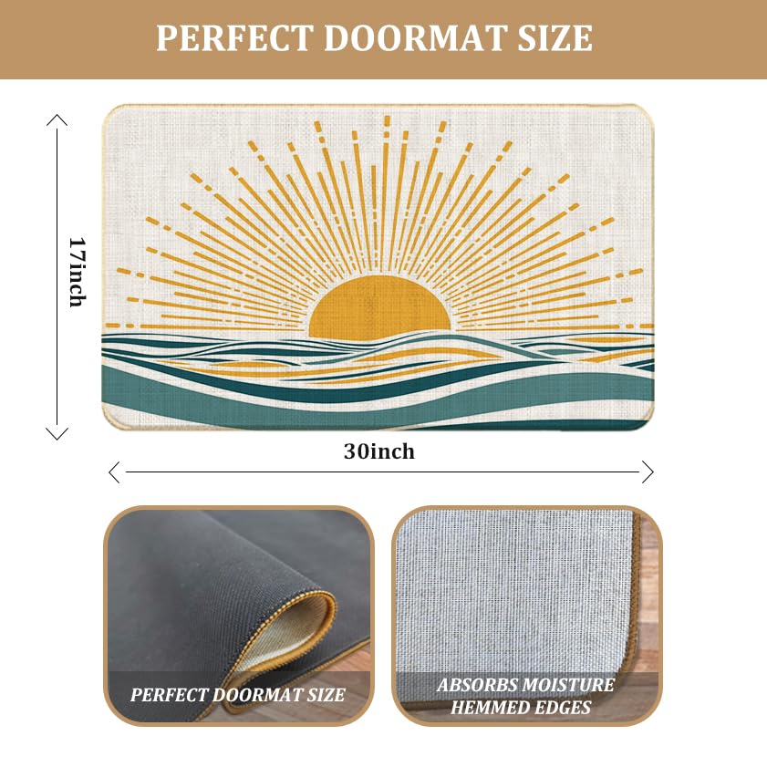 Boho Sun Ocean - Alfombra bohemia de bienvenida y baño para exteriores, decoración de entrada y baño, alfombra de 17 x 30 6