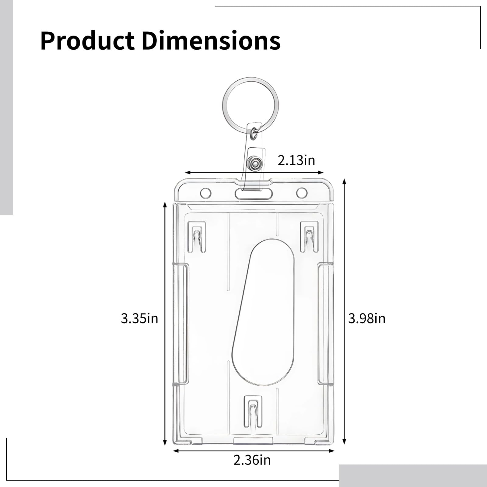25 szt. uchwytów na identyfikator, przezroczyste plastikowe etui na karty z breloczkami, pionowe dwustronne uchwyty na identyfikatory z otworem na kciuk, 8,4 x 6,1 cm twarde plastikowe uchwyty na