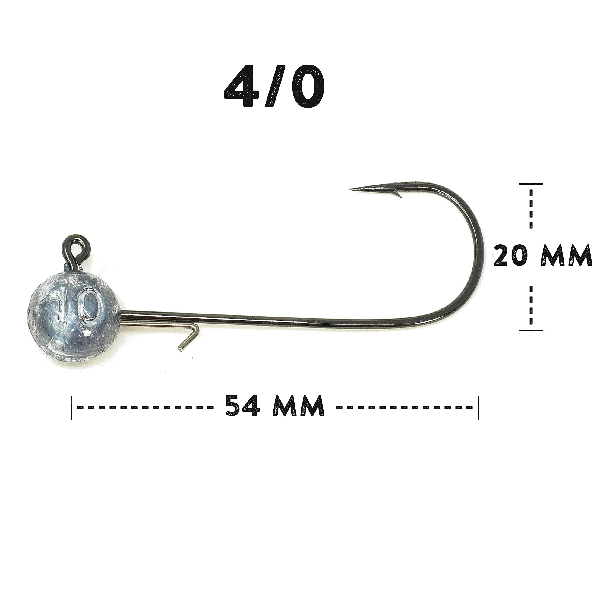 Zanderfang – Jigköpfe Angelhaken-Set Jighaken – Jigkopf Größe 2/0 und 4/0 für Gummiköder von 8cm bis 13cm – 20 Jigköpfe Set – 10 Snaps zum Angeln