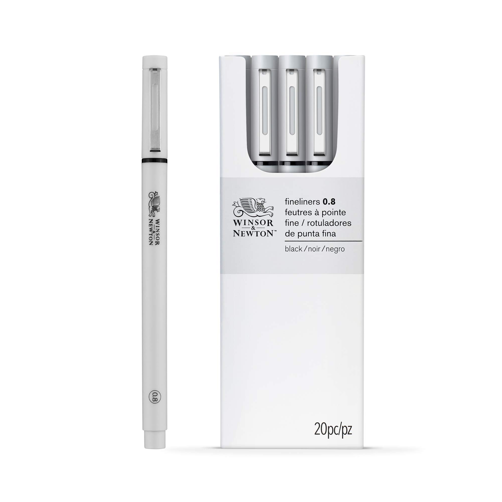 Winsor & Newton 0290084 0,8 mm Fineliner – schwarz (20 Stück)