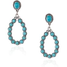 Montana West Women Oval Open Frame Turquoise Dangle Drop Earrings