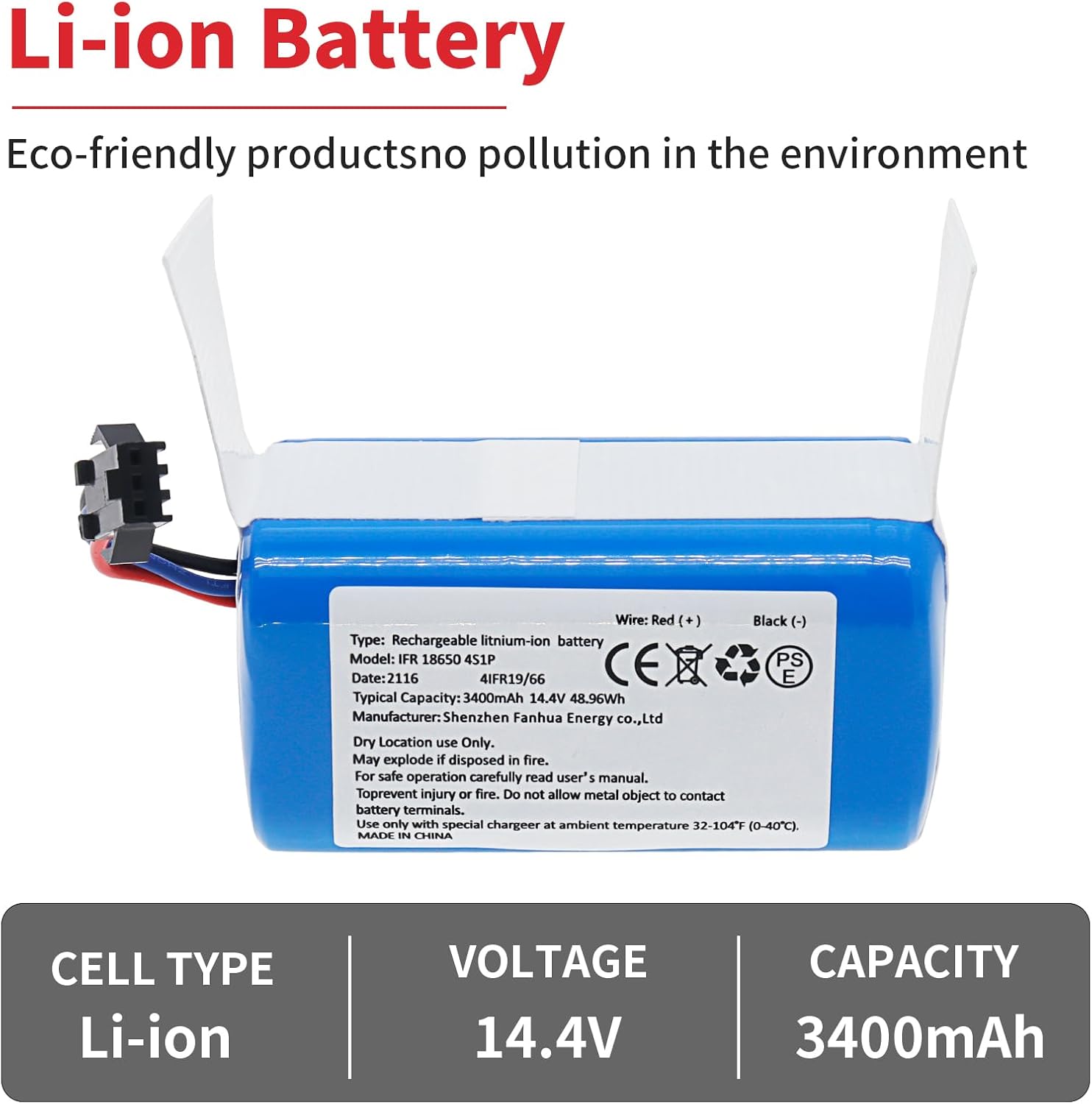3400mAh 14.4V Replacement Battery Compatible with AIRROBO P20 Robot Vacuum Cleaner Robot Vacuum