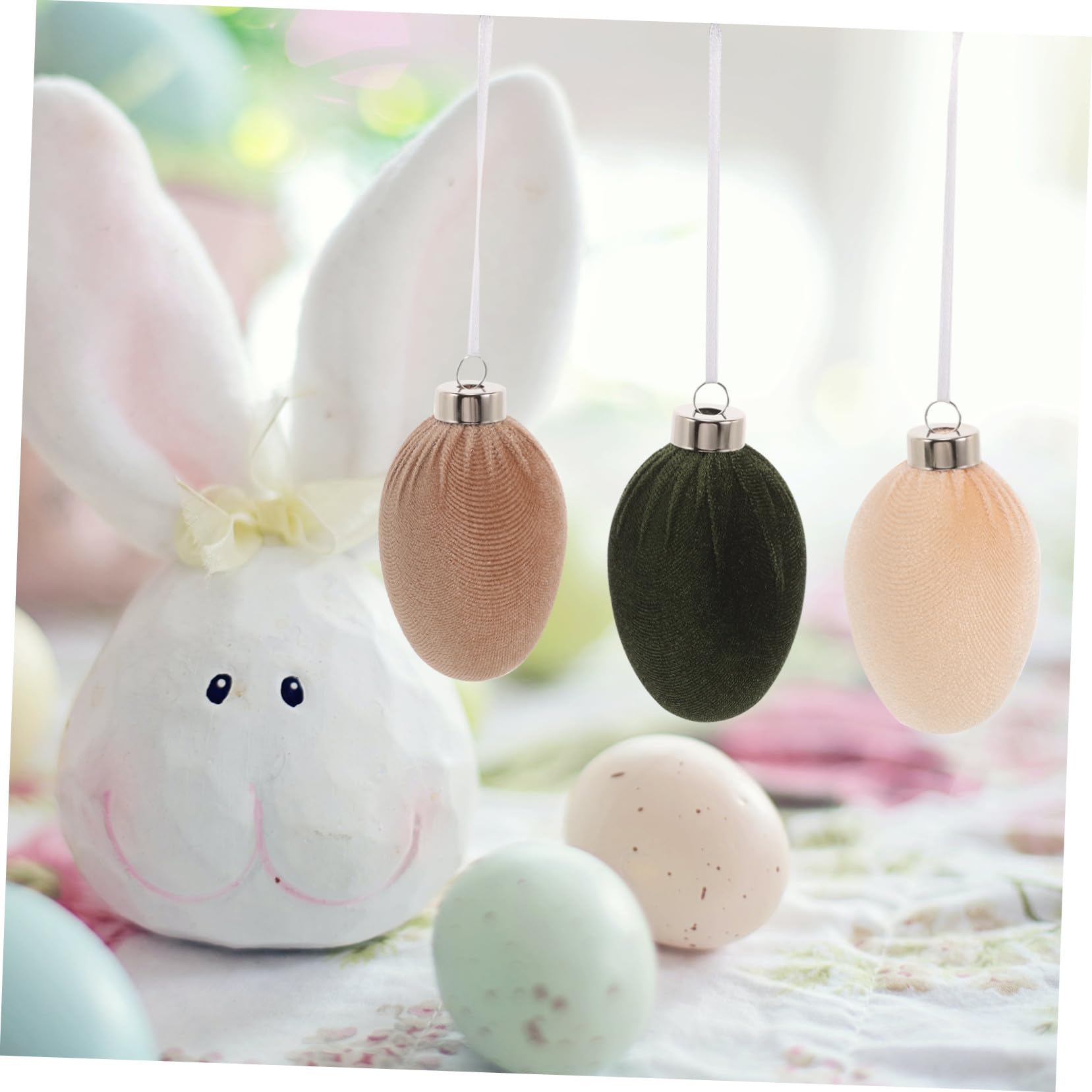 STOBAZA 12 Stück Osterdekoration Samt Ostereier aus Kunststoff zum Aufhängen für Festliche Osterfeier und Elegante Frühlingsdekoration
