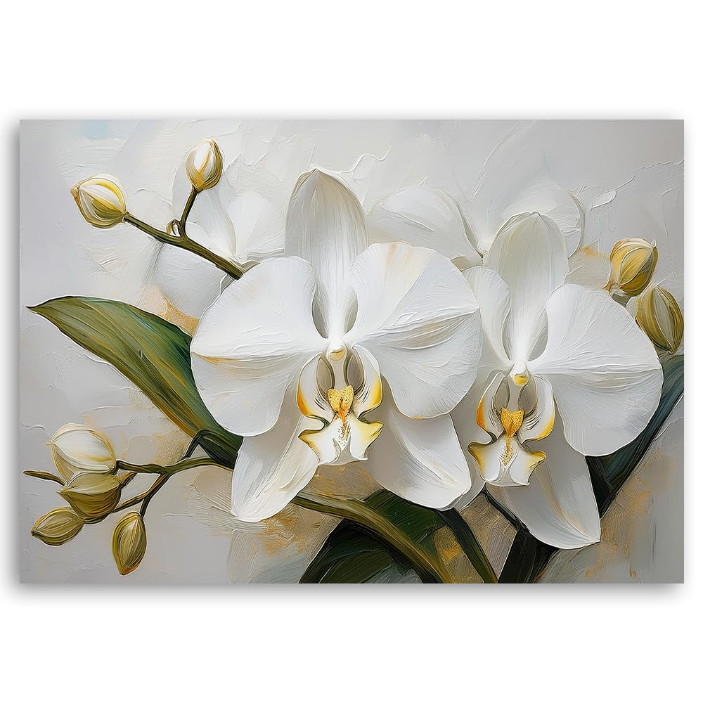 Feeby Impresión en Material Tejido no Tejido - cuadros decoracion salon modernos - cuadro lienzo - 90x60 cm - lienzo grande - Flor Orquídea Pintada- cuadros decoracion salon