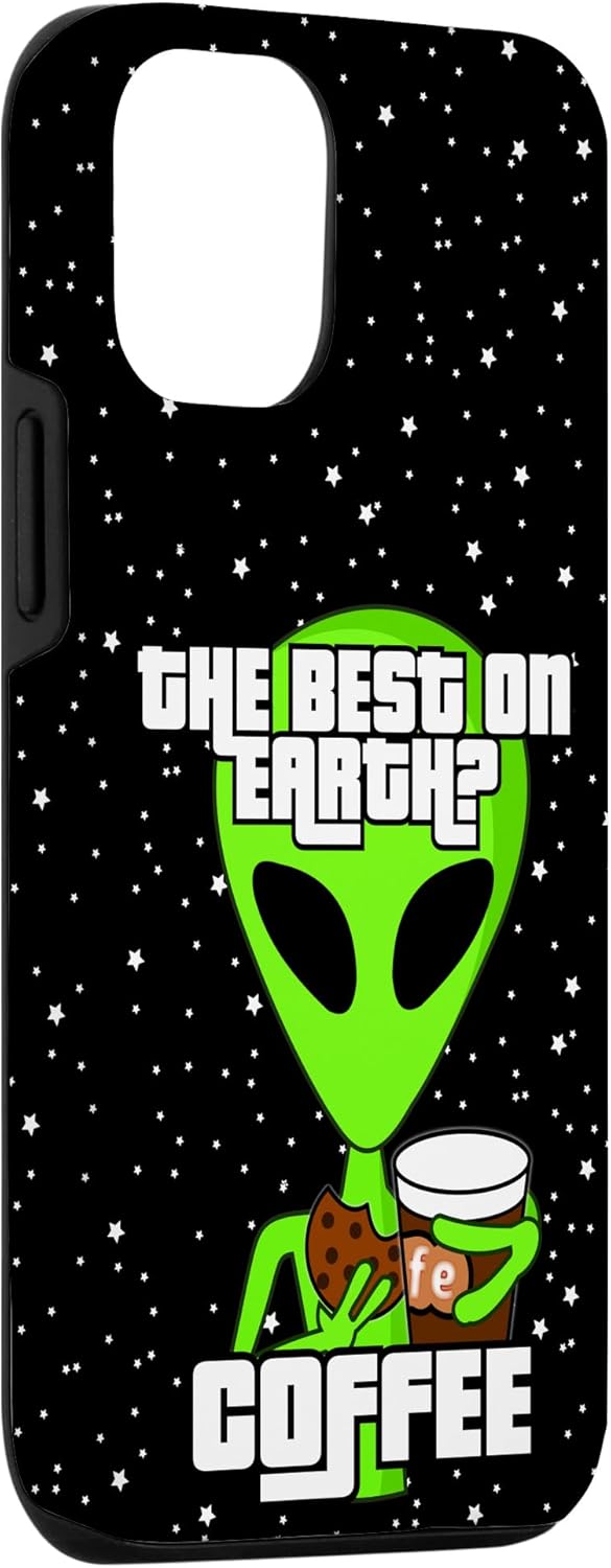 iPhone 15 Pro Max Ufo Alien Loves Coffee Cookies in Local Coffee Bar Case