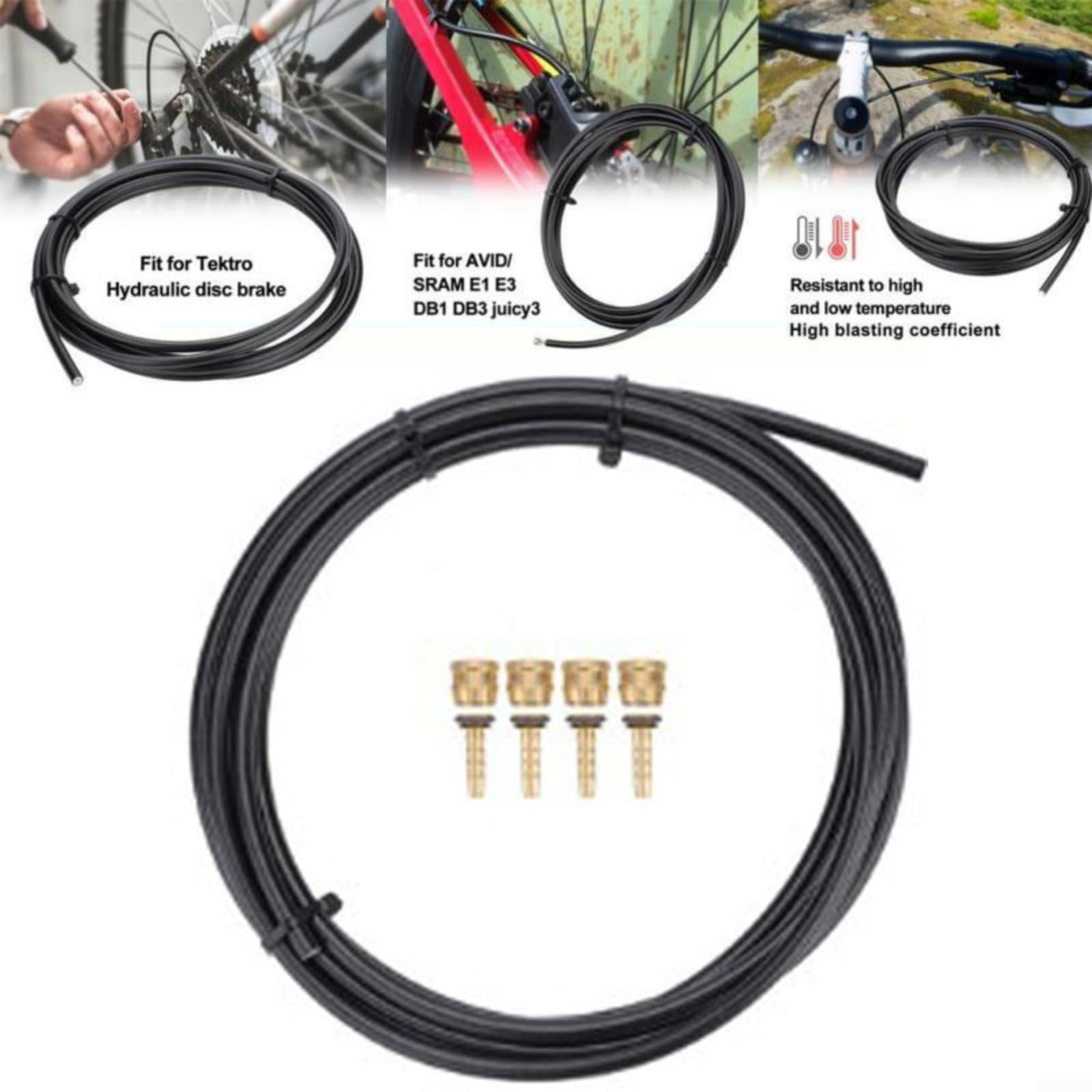 Briny River Set di 8 tubi flessibili per freno a disco idraulico per bicicletta, con inserto per tubo del freno, viti a spina, kit di riparazione connettore oliva compatibile con TEKTRO