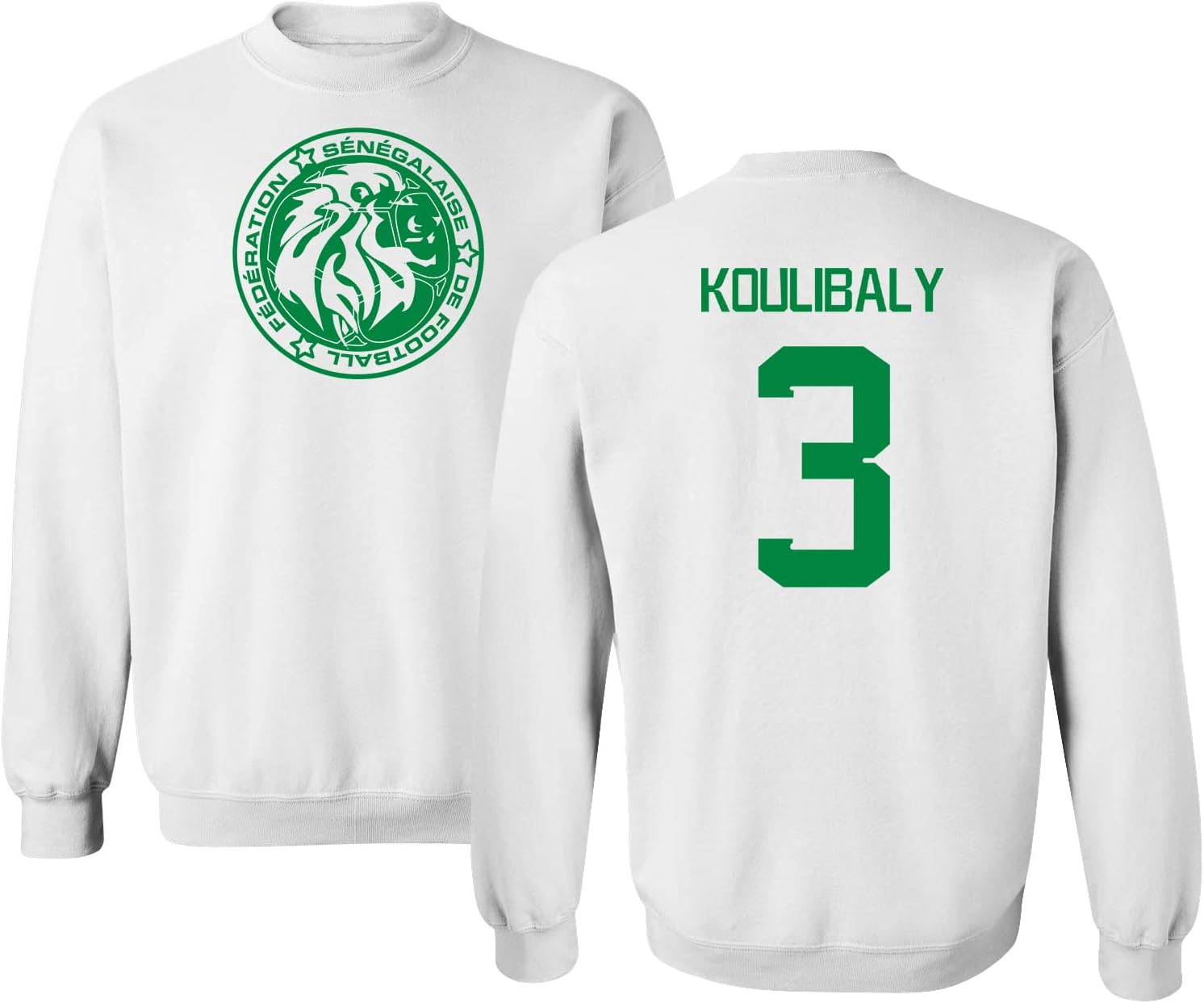 FLAURA Senegal Soccer #3 Koulibaly World Football Fans Adult Crewneck Sweater