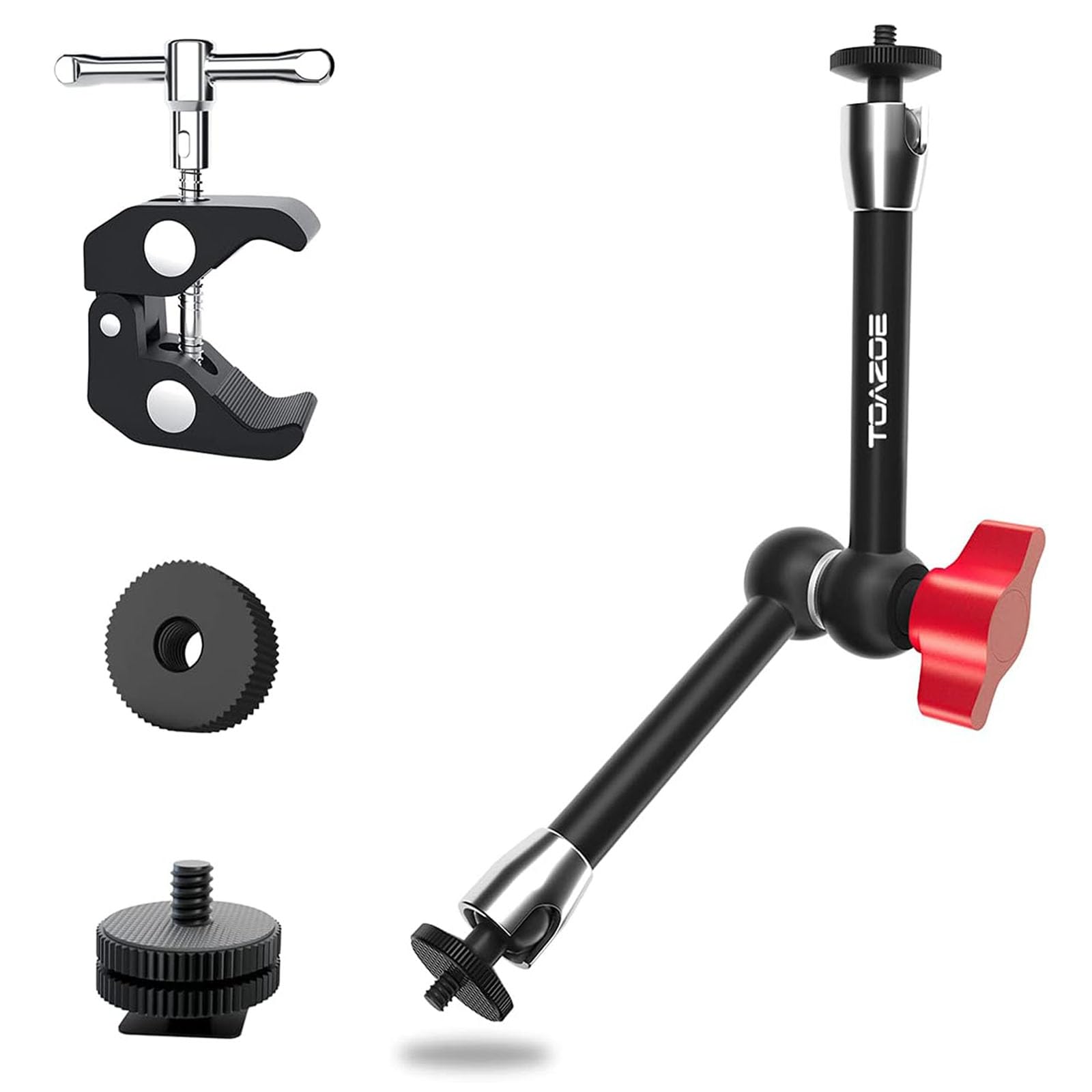 TOAZOE 11 Inch Adjustable Articulating Friction Magic Arm & Super Clamp Set Compatible with Field Monitor, Video Light, Fill Light