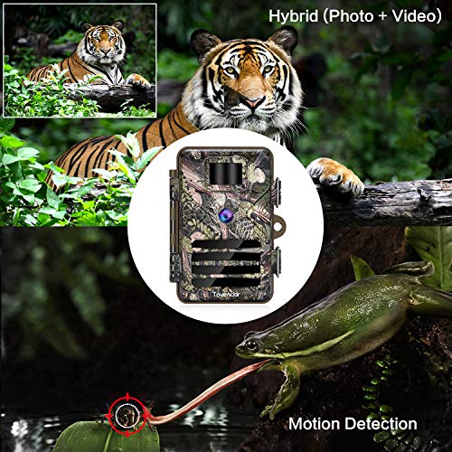 Tovendor Trail Cameras with Night Vision Motion Activated Waterproof, 16MP Game Camera No Glow for Wildlife Monitoring with 2.4'' LCD 90° Detecting Range