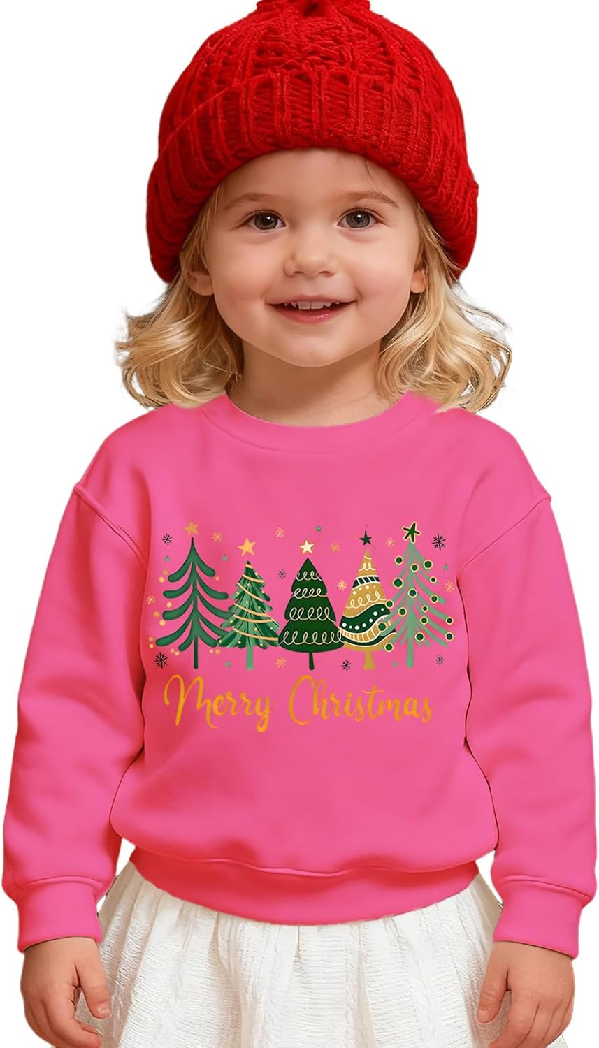 Toddler Christmas Tree Sweatshirt Baby Girl Boy Merry Xmas Shirts Crewneck Pullover Kid Holiday Tops Winter Clothes