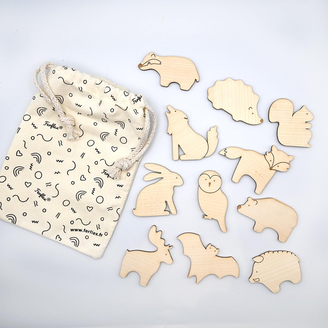 Ferflex - Jeu magnetique en Bois ludique Enfant - Les Animaux de la forêt - Utilisable sur Tous Supports magnétiques - Jeu Enfant 3 Ans - 11 Magnets
