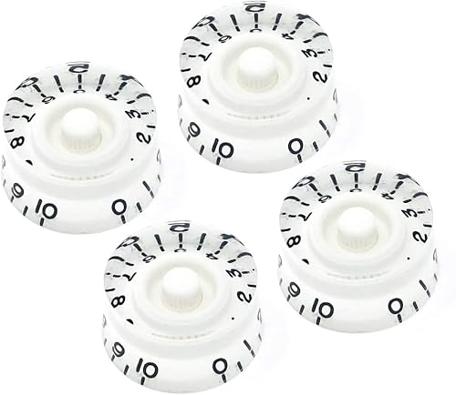Vintage Forge Pomos de velocidad blancos compatibles con guitarra eléctrica Gibson Les Paul SG (juego de 4) se adapta a 24 ollas empotrables de eje