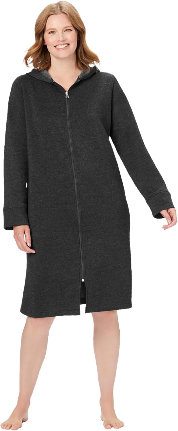 Dreams & Co. Plus Size Short Hooded Sweatshirt Robe