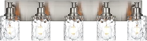 Miniatura 13 de BONLICHT Dispositivo de iluminación para tocador de baño con 4 luces, aplique de pared industrial de níquel cepillado con pantalla de vidrio