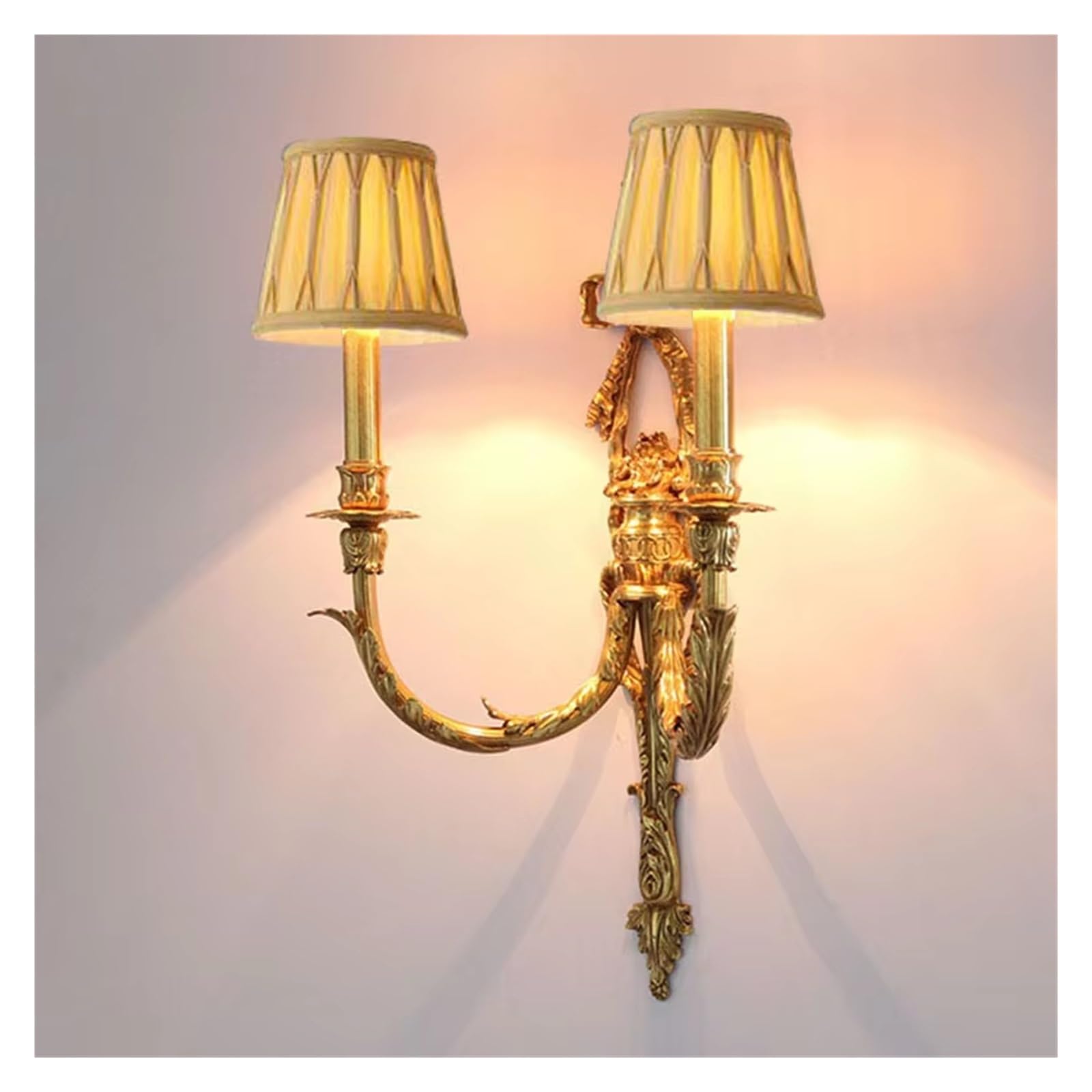 ASerZenith Copper Wall Lamp Villa Living Room Bedroom Wall Lamp(2 Heads)
