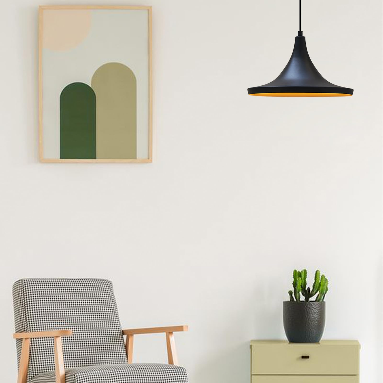 bamyum Genisy Pendelleuchte 31 cm Hängelampe Metall E27 Moderne Innen Esstisch Lampe, Skandinavisch Pendellampe für Schlafzimmer Wohnzimmer Küche Esstisch, Schwarz Küchenlampe Hängend