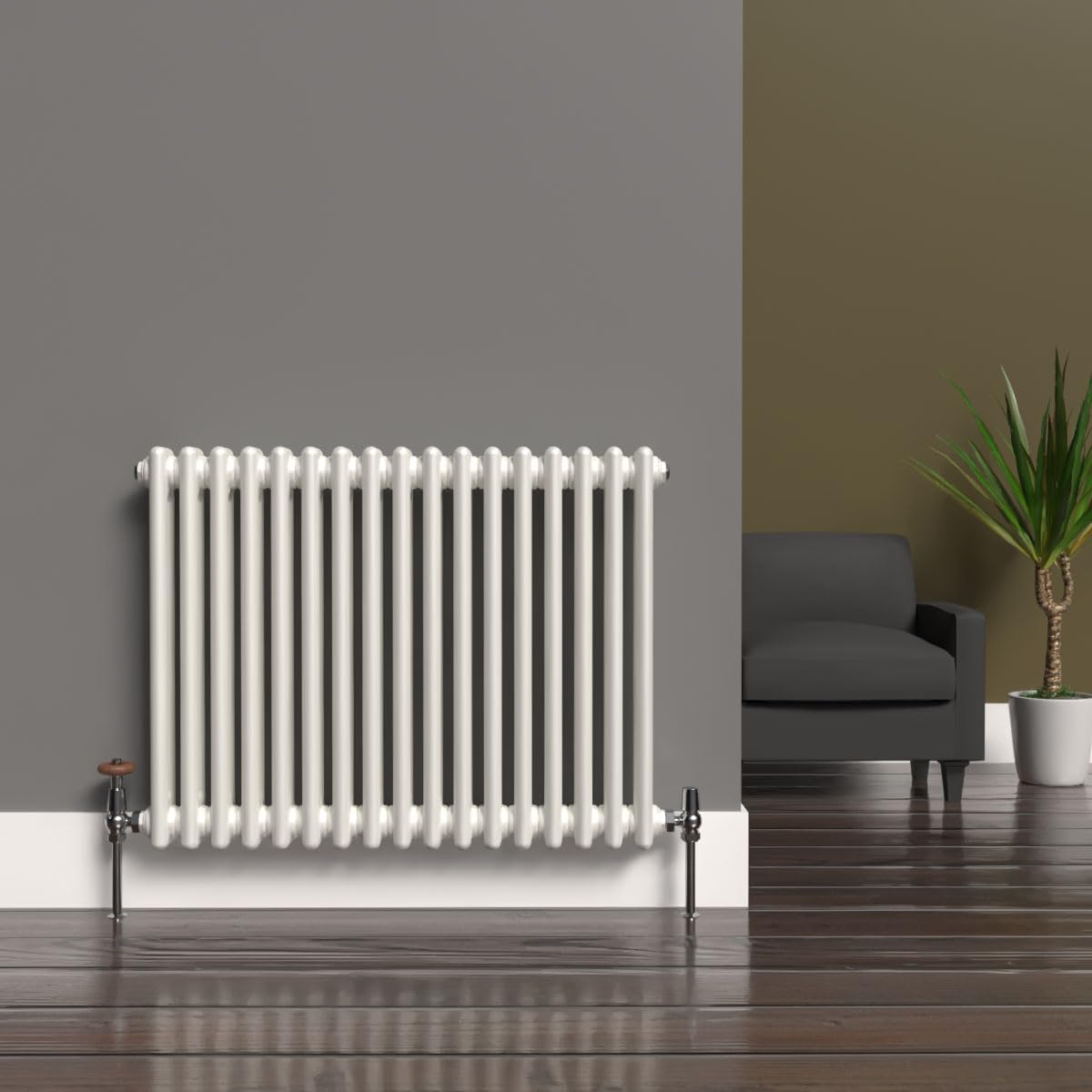 Lux Heat White Horizontal 2 Column Traditional Radiator 600mm (H) x 785mm (W) — image 1