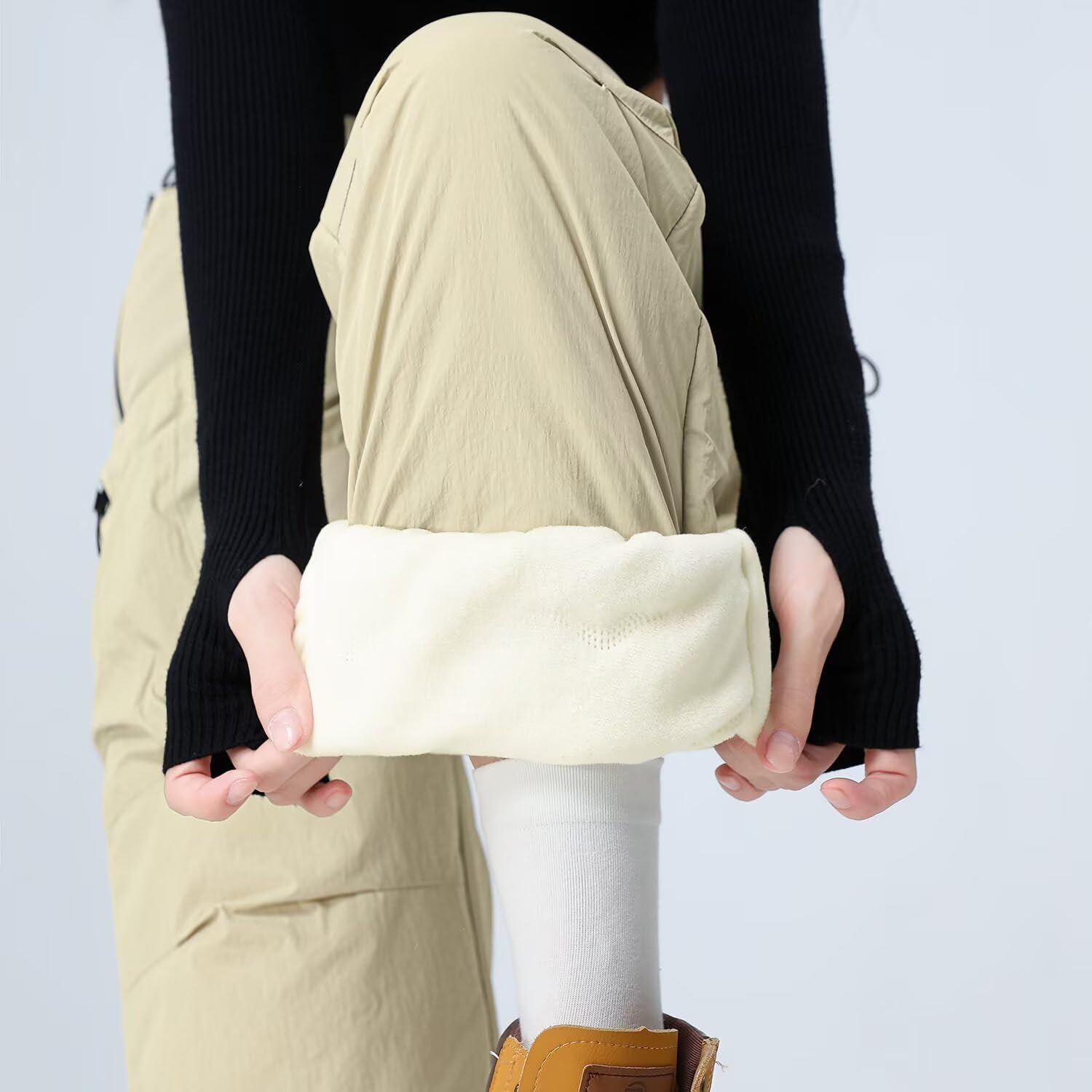 JOMLUN Women Softshell Fleece Lined Hiking Pants Ski Waterproof Pants Camping Outdoor Trekking Thermal Insulated Pants Winter