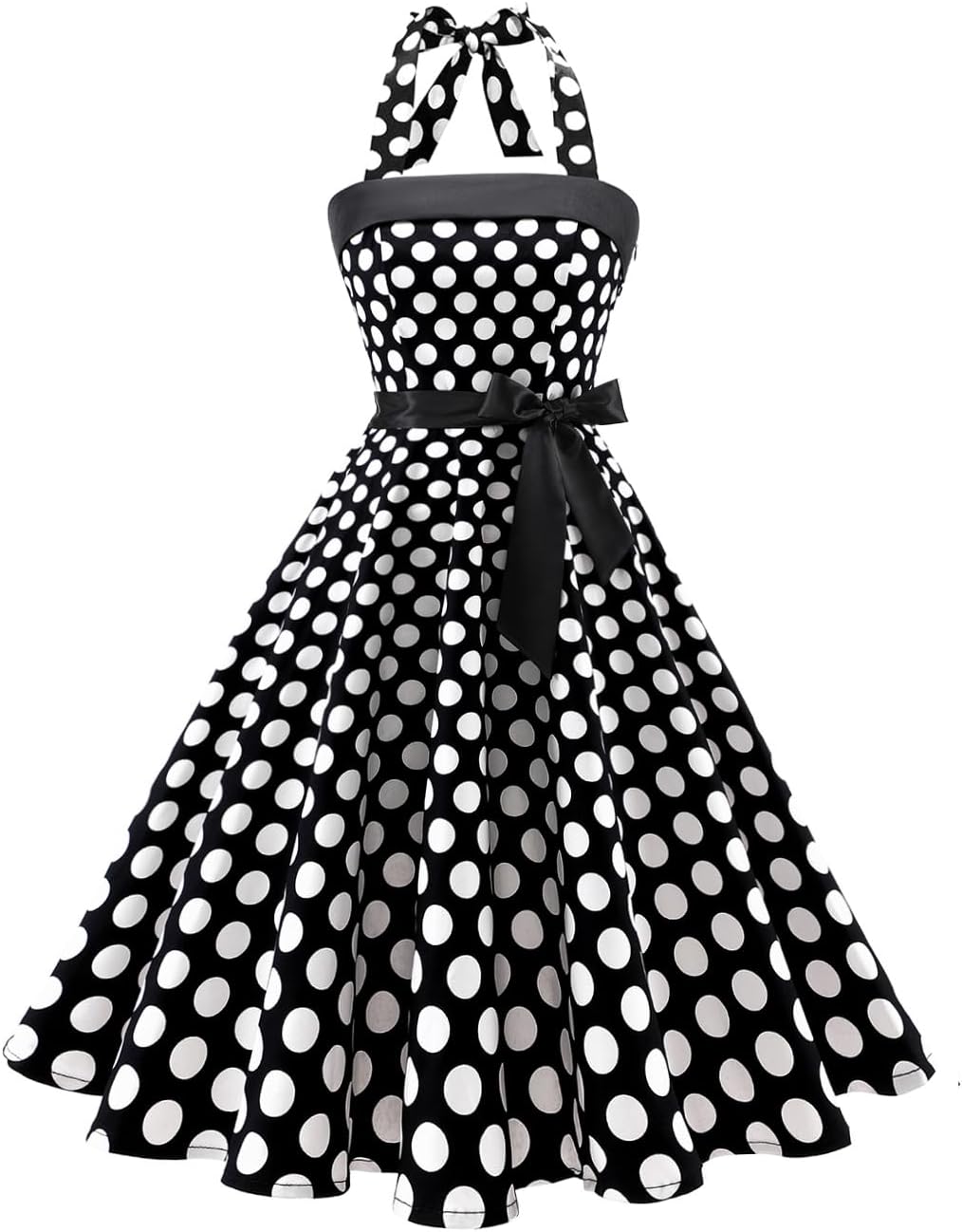 Vintage Dress for Women 1950s Halter Retro Cocktail Dresses Audrey Hepburn Style Rockabilly Swing Dress