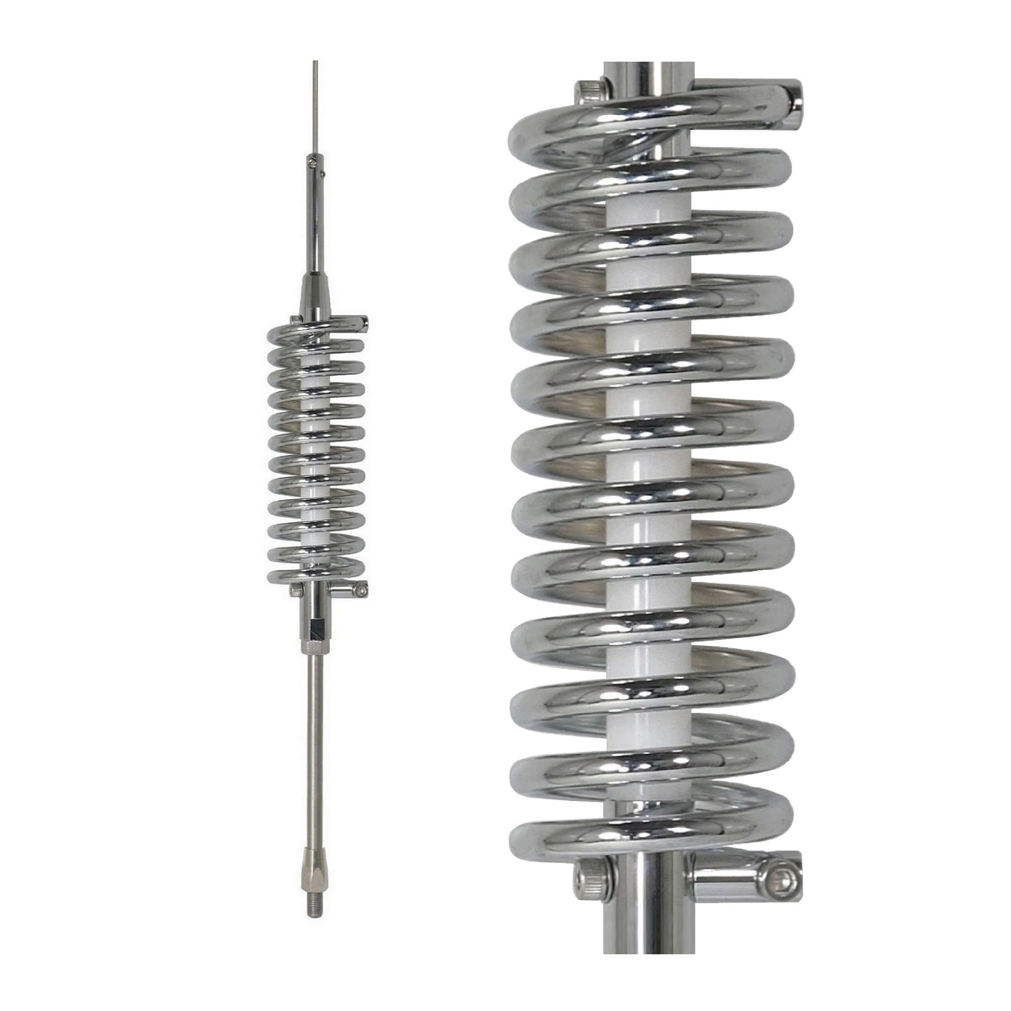 10,000-Watt High-Performance 25 MHz to 30 MHz Broad-Band Round-Coil CB Antenna, 63 Inches Tall, Silver