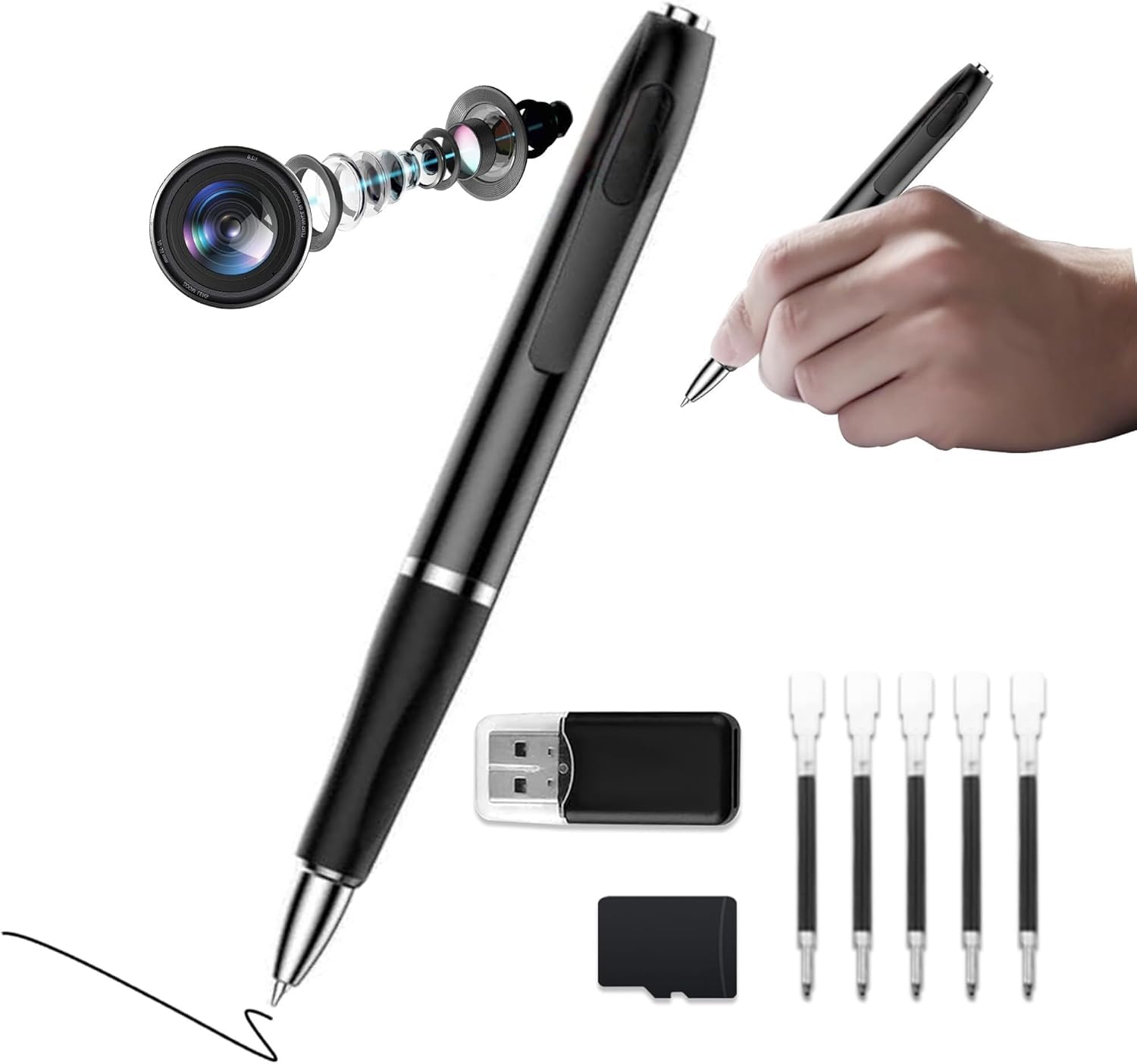 SPYCLOUD Spy 1080P Full Hd Pen Camera Hidden 100 Minutes Pen Battery Life Pocket Security Indoor Outdoor Body Camera with Video Audio Recording Secret Pen Recorder with Free OTG Cable-picture-25