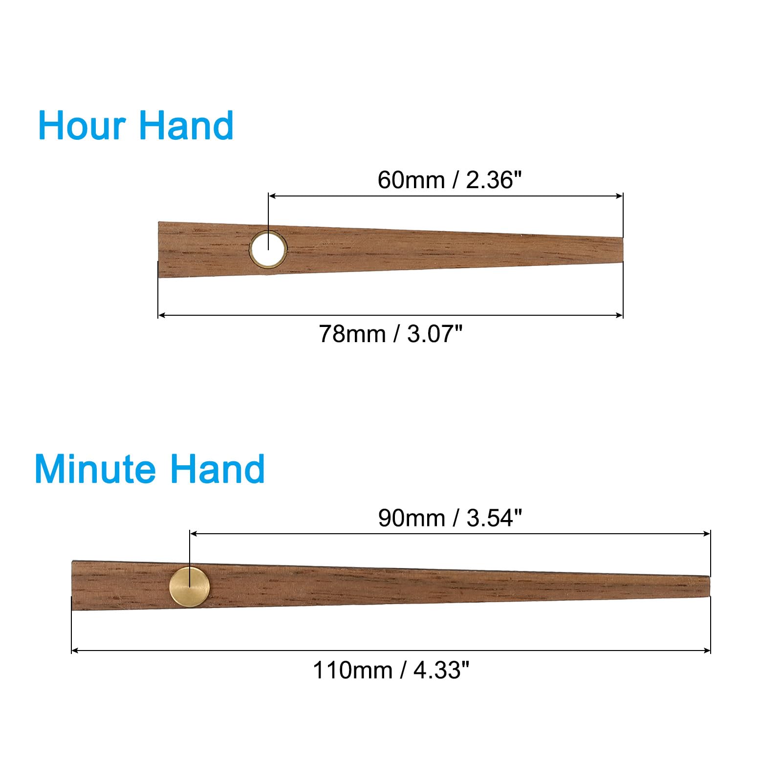 PATIKIL Replacement Clock Hands Kit, 3 Set Wooden Clock Mechanism Movement Wall Clock Hands Parts Replacement for 10 Inch Wall Clock Repair DIY Home Art Decor, A1 - Image 2