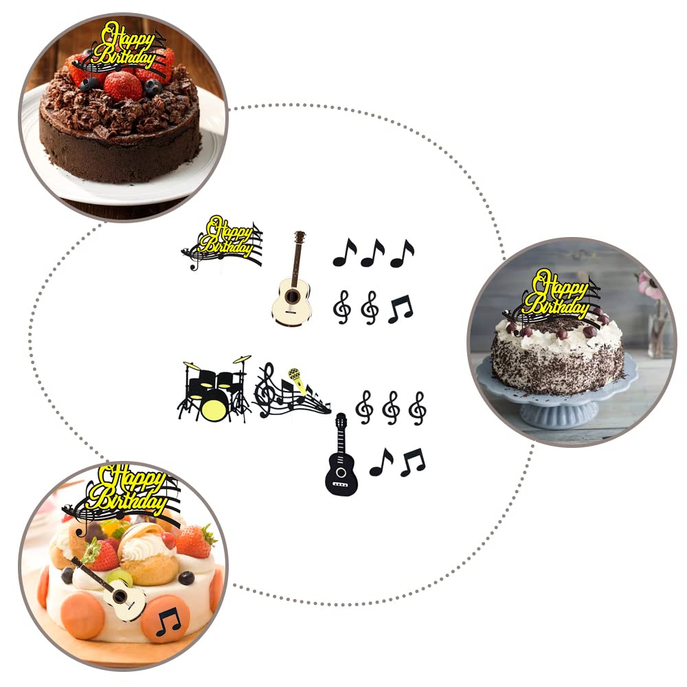Note musicali Cupcake Toppers,40 pezzi Rockstar Cupcake Topper Happy Birthday Cake Toppers Decorazioni per Torte Musicali Decorazione per Torta Musicale per bambini tema musicale festa