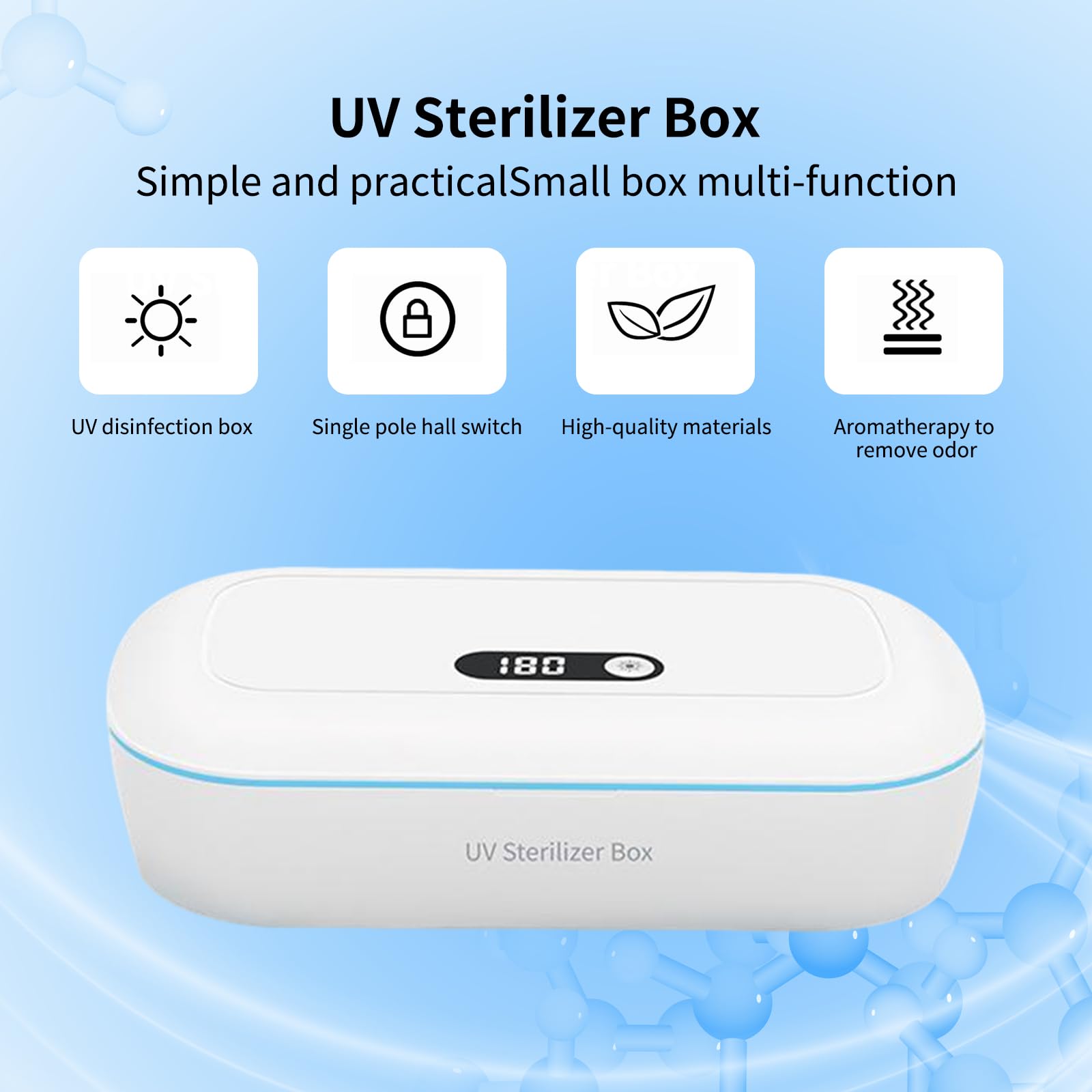 Boîte de nettoyage à lumière UV, machine de nettoyage de téléphone UV à 360° avec écran LCD, pour téléphone, lunettes, clés, outils