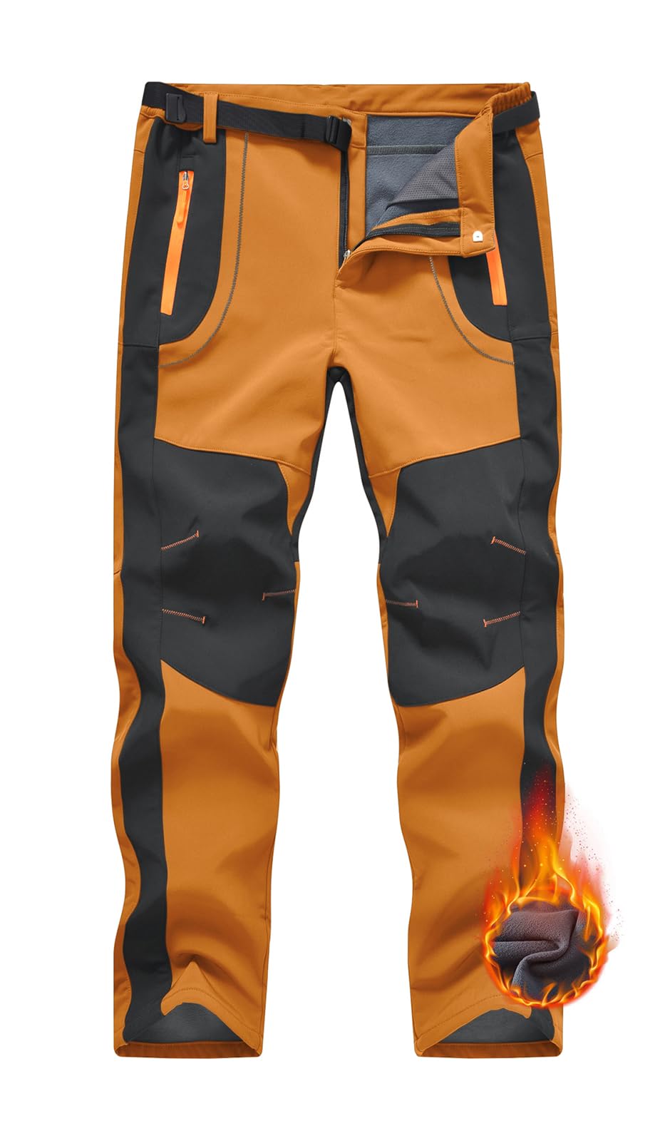 RdrukoMen's Ski Trousers Waterproof Winter Softshell Trousers Windproof Hiking Trousers Warm Winter Trousers Thermal Lined Snowboard Trousers Trekking Trousers with Pockets