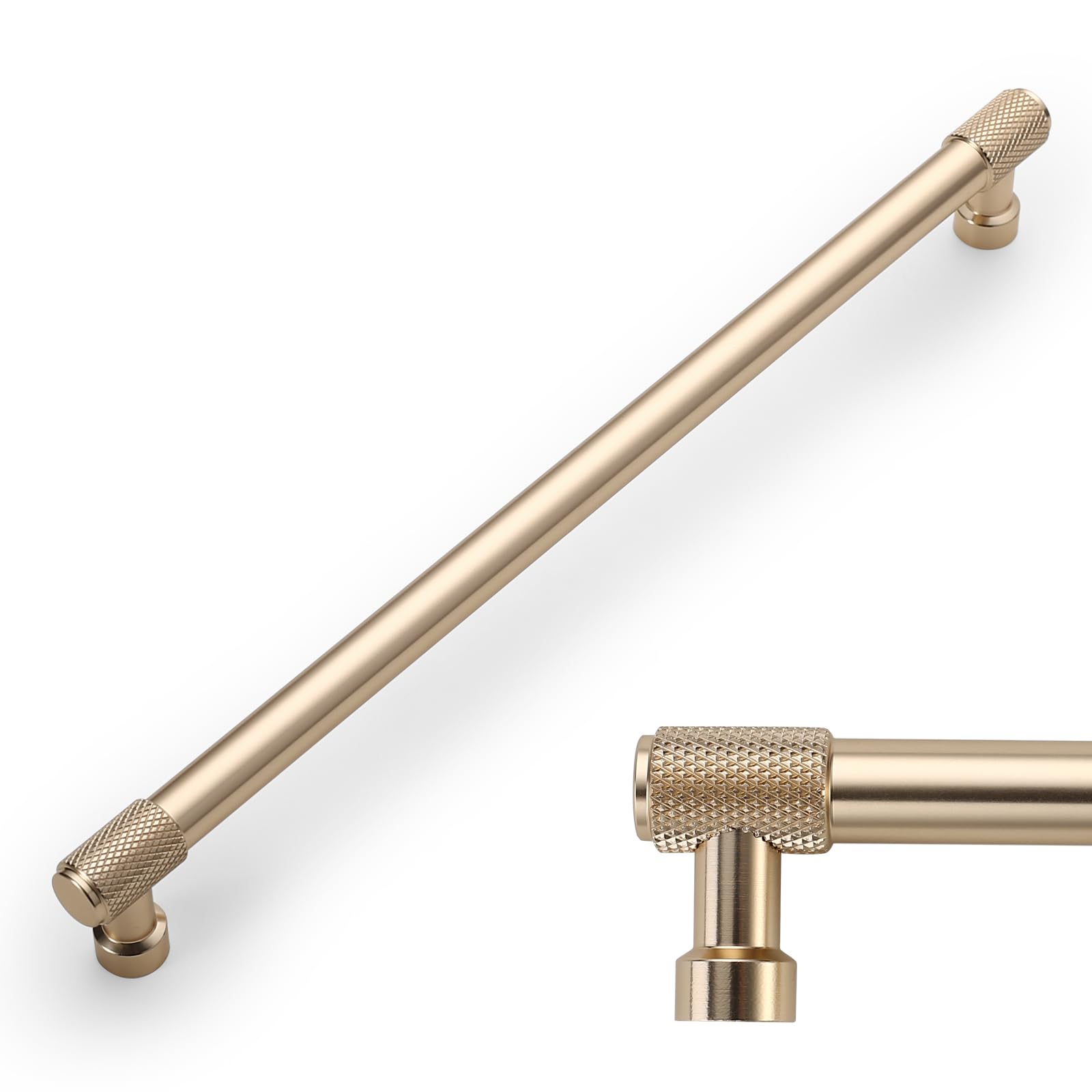 Amerdeco10 Pack Gold Knurled Cabinet Pulls 10 Inch(254mm) Hole Center Gold Kitchen Cabinet Handles Drawer Pulls Cabinet Hardware ZH0034